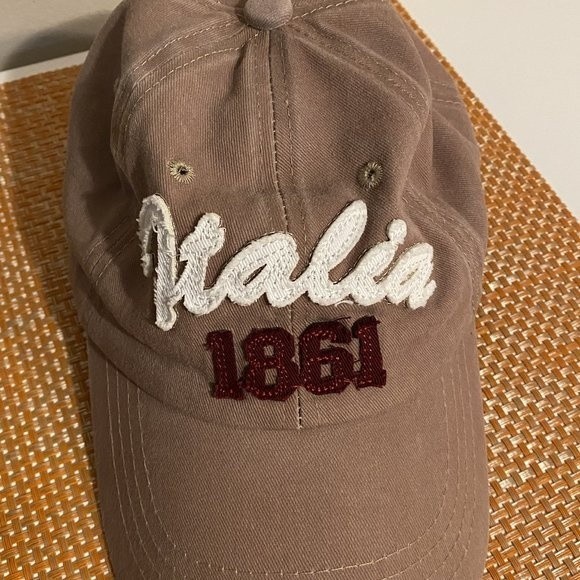 Khaki baseball hat with Italia 1861 on the front, 100% cotton, Made in China - Picture 2 of 5